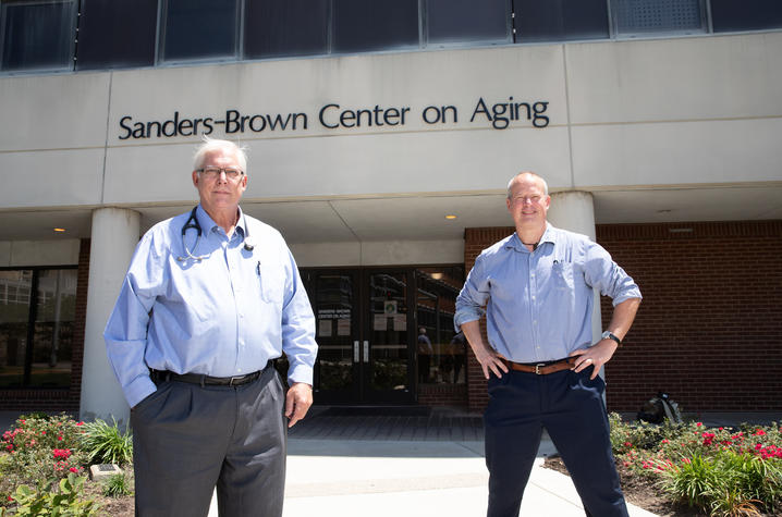 This is a photo of Gregory A. Jicha, M.D., Ph.D., and Pete Nelson, M.D., Ph.D., of the University of Kentucky's Sanders Brown Center on Aging. Mark Cornelison | UK Photo