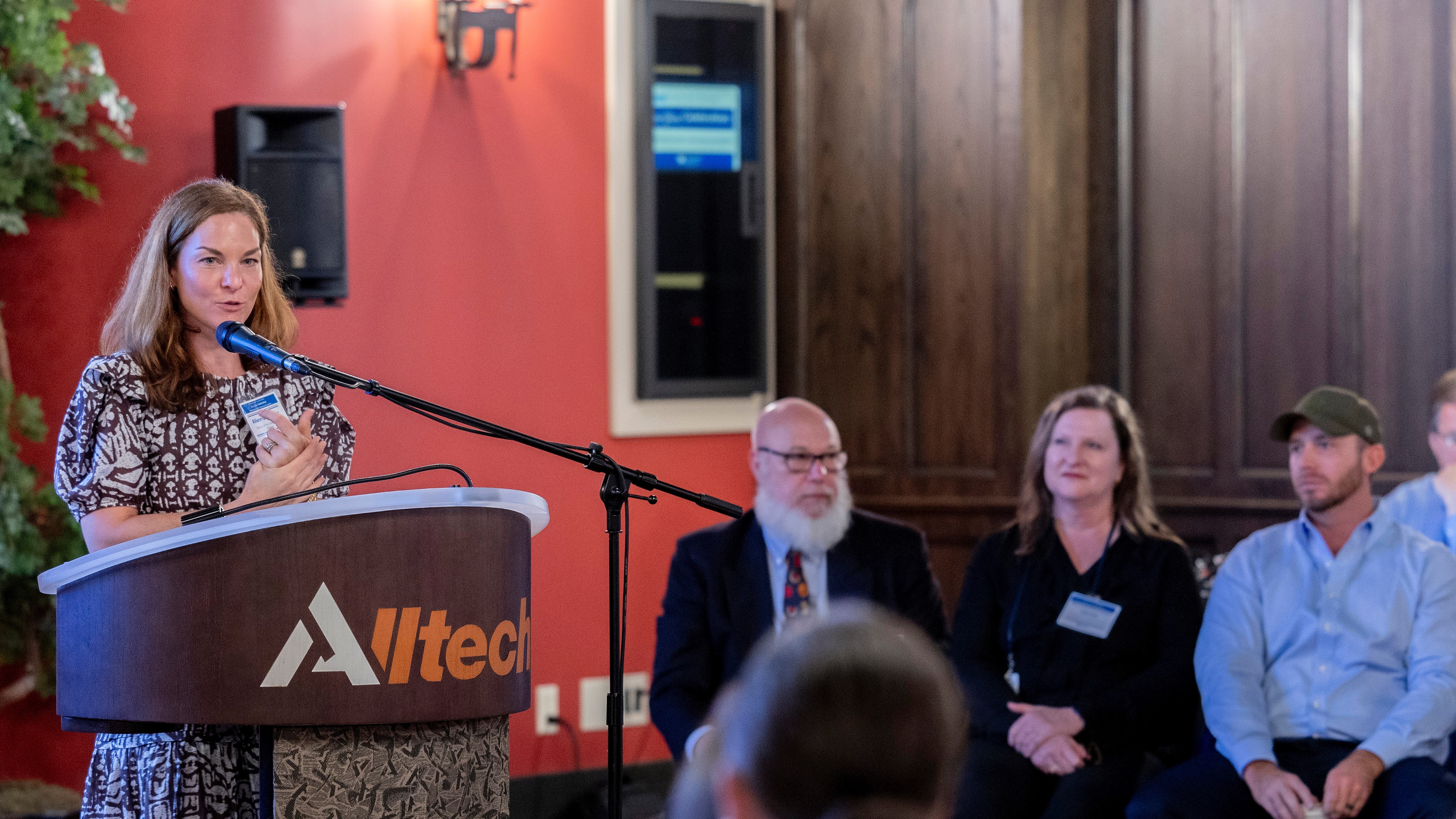 Food as Health Alliance Director Alison Gustafson speaking at the Food as Health Alliance one year celebration in Oct. 2024.
