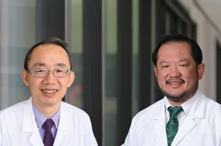This is a photo of UK Markey Cancer Center physician-scientists Zhonglin Hao and Eddy Yang. Photo provided by UK HealthCare Brand Strategy.