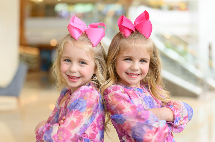 Fraternal twins Berkely, left, and Lennox Frey were both born with serious heart defects. Berkely’s condition required open-heart surgery. Photo by Shaun Ring.