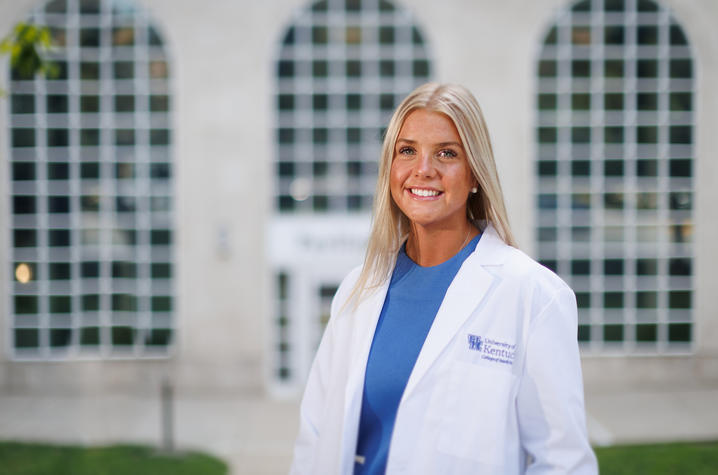 This is a photo of Caroline Sumner, who is channeling the experience she had as overall chair for DanceBlue and continuing her passion to help others as a College of Medicine student. Mark Cornelison | UK Photo