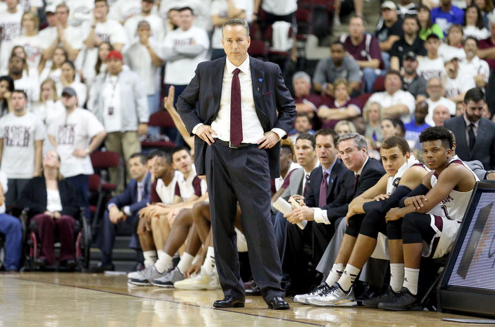 This is a photo of Billy Kennedy, who coached the Texas A&M Aggies from 2011 to ’19. During his time in College Station he was diagnosed with Parkinson’s disease. Photo by the Associated Press.