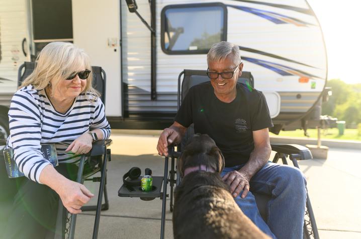 This is a photo of Gary Larkin, right, now on targeted therapy, enjoys quality time outdoors with his wife Jennifer. Photo by Shaun Ring.