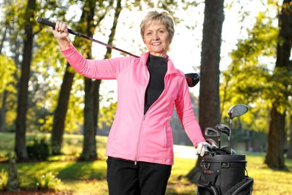 This is a photo of Markey patient Geri McDowell at the Andover Golf Course in Lexington, Ky.