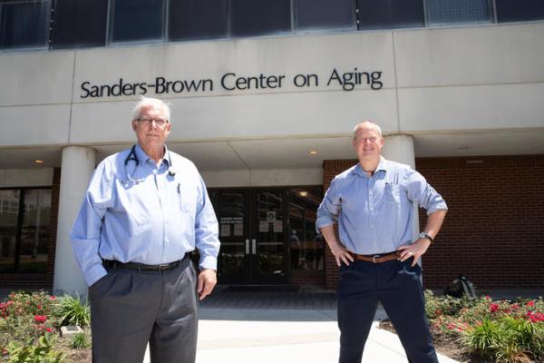 This is a photo of Gregory A. Jicha, M.D., Ph.D., and Pete Nelson, M.D., Ph.D., of the University of Kentucky's Sanders Brown Center on Aging. Mark Cornelison | UK Photo