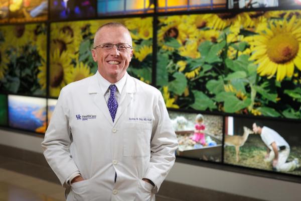 This is a photo of Scottie Day, M.D., who is physician-in-chief at Kentucky Children’s Hospital, and focused on ensuring that Kentucky’s next generation can thrive. Mark Cornelison | UK Photo