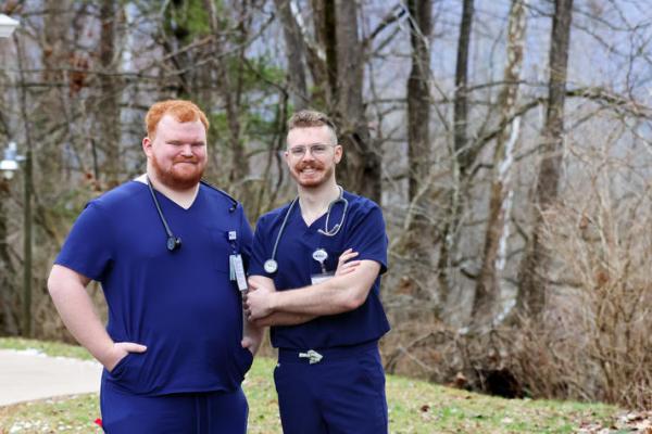 This is a photo of RPLP students Alex Willett, left, and Bradley Firchow, who helped create the Caring for Appalachians Through Service (CATS) Clinic in Morehead, Kentucky. Hilary Brown | UK Photo
