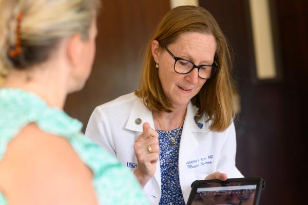 This is a photo of Susanne Arnold, M.D., associate director of Clinical Translation at Markey and the Buck-Kentucky Lung Cancer Research Chair.