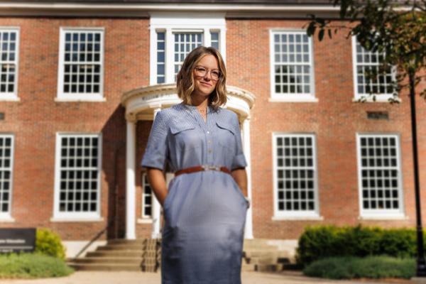 This is a photo of Recent Great Teacher Award winner Kayla Johnson, who is helping students open doors to their future through her work on campus. Mark Cornelison | UK Photo