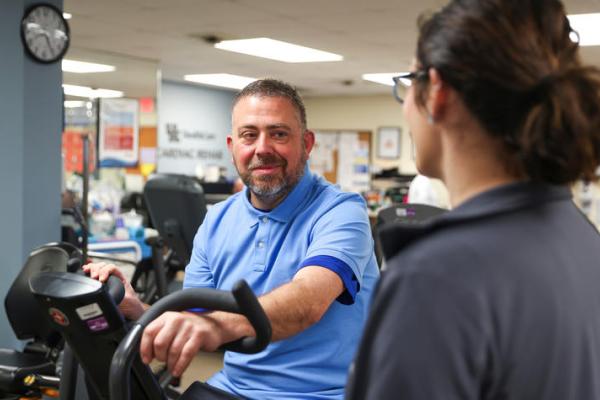 This is a photo of Barry Pendleton, a Central Kentucky resident diagnosed with sarcoidosis, recently started sessions at the UK Gill Heart & Vascular Institute’s Cardiac Rehabilitation program. Carter Skaggs | UK Photo
