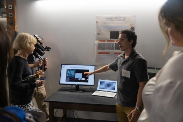 This is a photo of the EduceLab soft opening, where student researchers led tours with distinguished guests. Photo courtesy of Pigman College of Engineering.