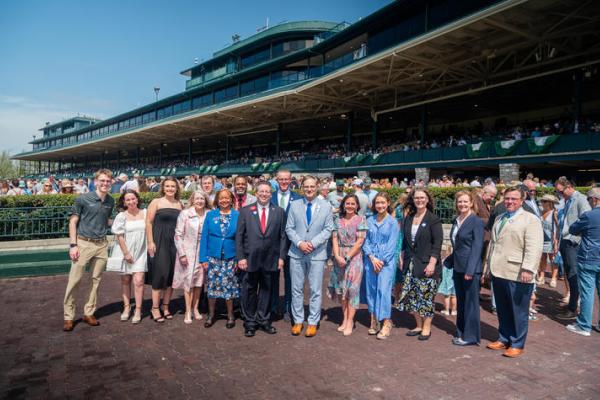 UK Provost Bob DiPaola, Transylvania University President Brien Lewis and representatives from both institutions announced the expansion of their Advancing Kentucky Together Network partnership at the Transylvania Stakes at Keeneland.