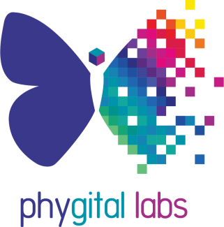 Phygital Labs logo resembling the shape of a butterfly 
