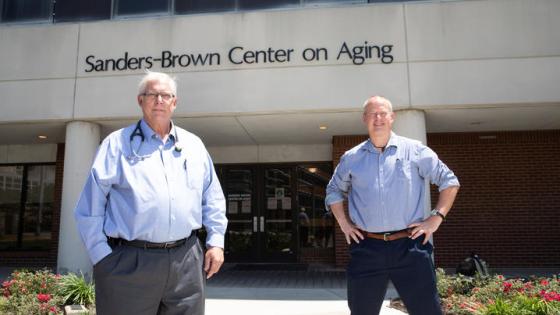 This is a photo of Gregory A. Jicha, M.D., Ph.D., and Pete Nelson, M.D., Ph.D., of the University of Kentucky's Sanders Brown Center on Aging. Mark Cornelison | UK Photo