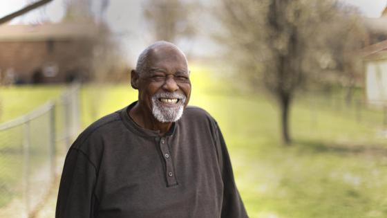 This is a photo of Calvin Mabson, who was diagnosed with stage 4 lung cancer at 75 years old. He credits his continued survival to lung cancer screening and a clinical trial offered at UK Markey Cancer Center. Mark Cornelison | UK Photo.