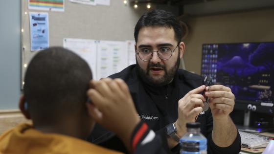 This is a photo of DuJuan Broads, Jr., who is the first in the U.S. to receive the new Flex 34 electrode as a part of his cochlear ear implant on Jan. 9, 2025. Photo by Carter Skaggs | UKphoto