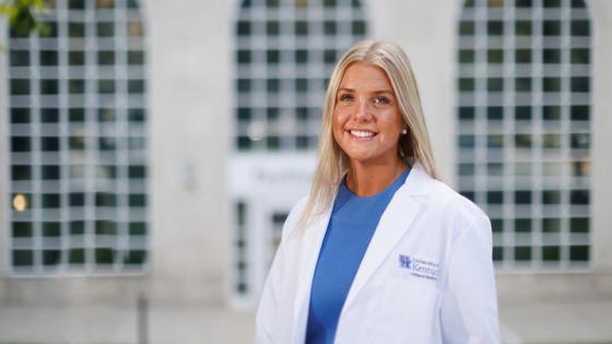 This is a photo of Caroline Sumner, who is channeling the experience she had as overall chair for DanceBlue and continuing her passion to help others as a College of Medicine student. Mark Cornelison | UK Photo