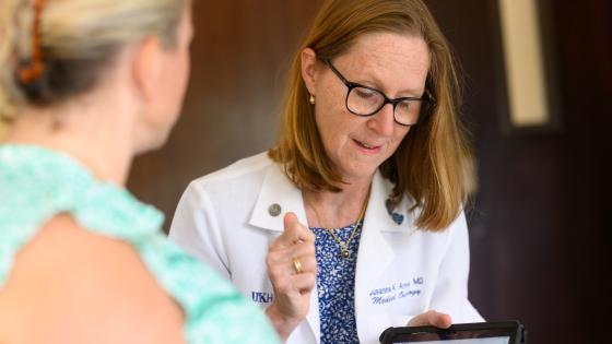 This is a photo of Susanne Arnold, M.D., associate director of Clinical Translation at Markey and the Buck-Kentucky Lung Cancer Research Chair.