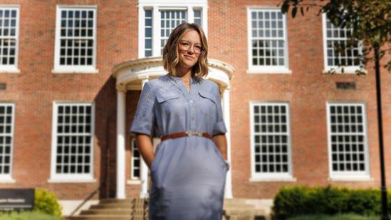 This is a photo of Recent Great Teacher Award winner Kayla Johnson, who is helping students open doors to their future through her work on campus. Mark Cornelison | UK Photo