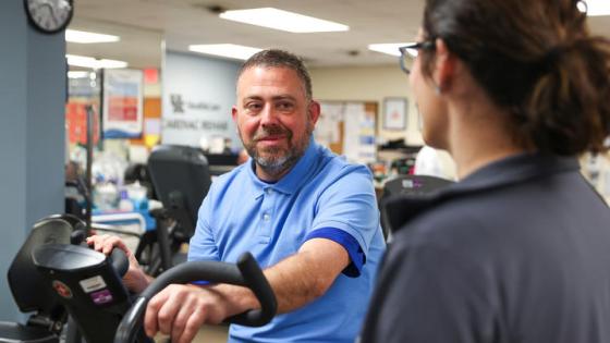 This is a photo of Barry Pendleton, a Central Kentucky resident diagnosed with sarcoidosis, recently started sessions at the UK Gill Heart & Vascular Institute’s Cardiac Rehabilitation program. Carter Skaggs | UK Photo