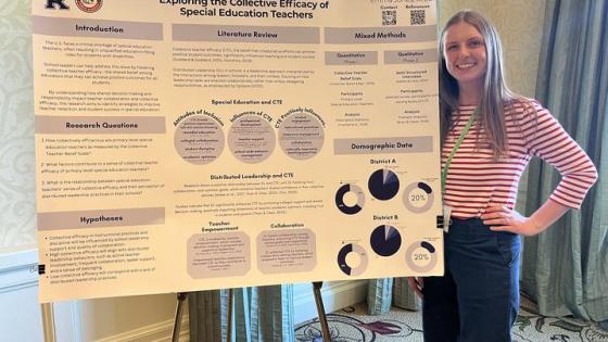 This is a photo of Emma Jones with her dissertation research. Photo provided.