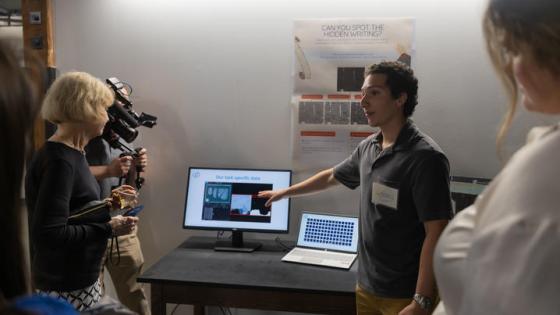This is a photo of the EduceLab soft opening, where student researchers led tours with distinguished guests. Photo courtesy of Pigman College of Engineering.