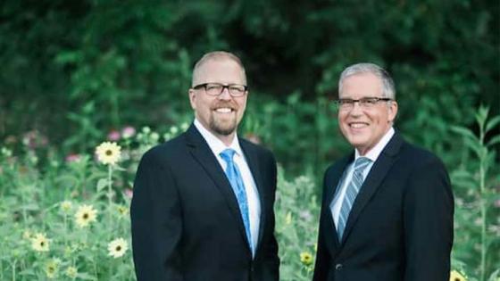 This is a photo of UK College of Medicine alumni Mark Huffman, M.D., and Jim Huffman, M.D. Photos provided. .