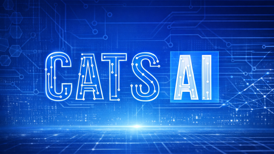 CATS AI logo in blue with technology theme