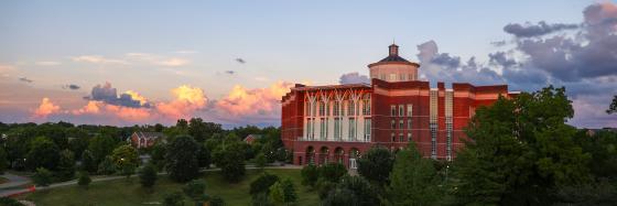 William T Young Library at sunset